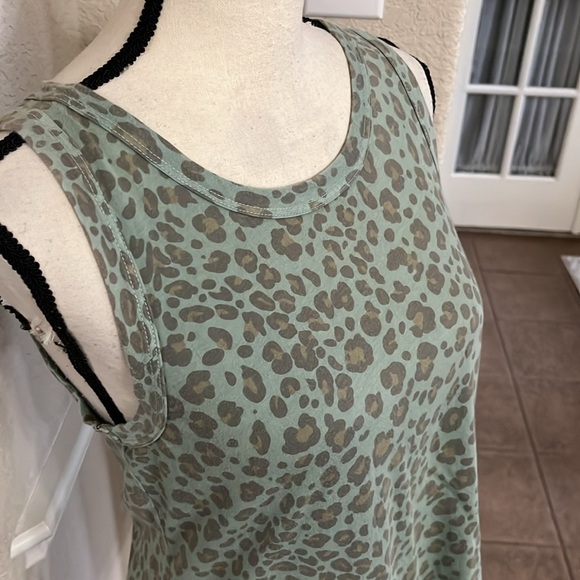Anthropologie Dolan green leopard print fold over wrap back tank top Size XS - Picture 8 of 17